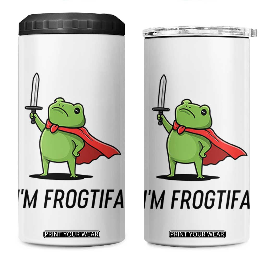 Funny Huzzah Frog 4 in 1 Can Cooler Tumbler Im Frogtifa Knight Resist Protest TS02 One Size: 16 oz White Print Your Wear