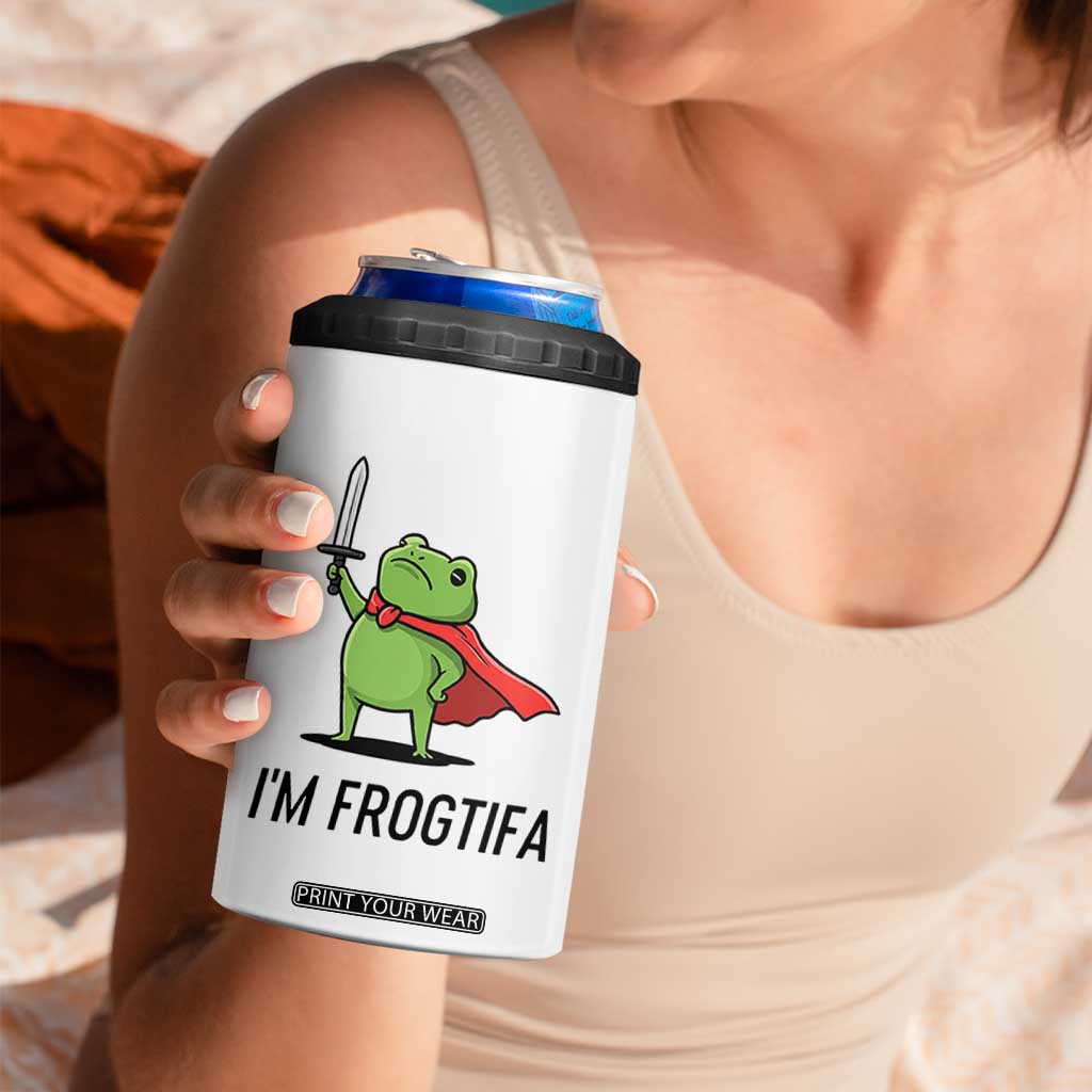 Funny Huzzah Frog 4 in 1 Can Cooler Tumbler Im Frogtifa Knight Resist Protest TS02 Print Your Wear