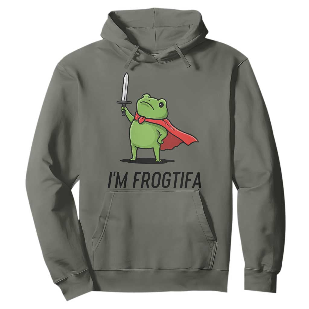 Funny Huzzah Frog Hoodie Im Frogtifa Knight Resist Protest TS02 Military Green Print Your Wear