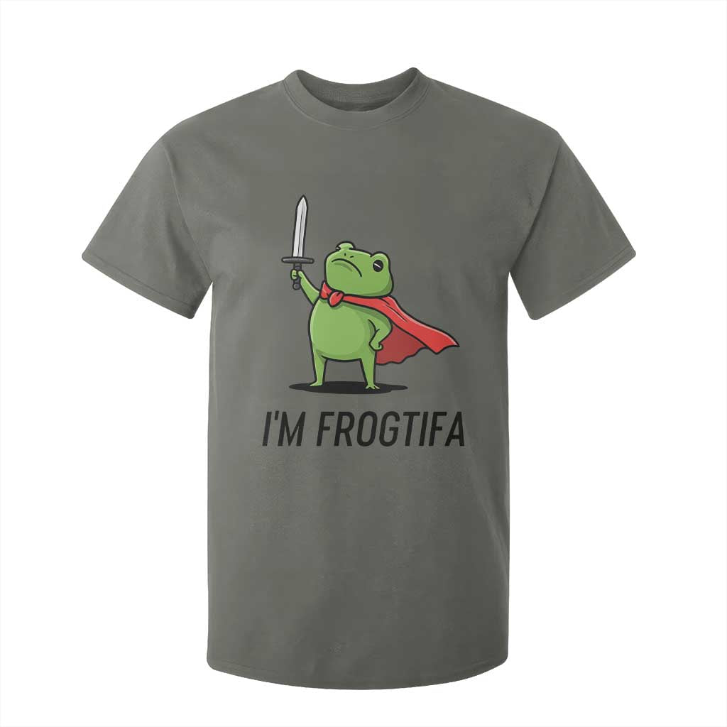 Funny Huzzah Frog T Shirt For Kid Im Frogtifa Knight Resist Protest TS02 Military Green Print Your Wear
