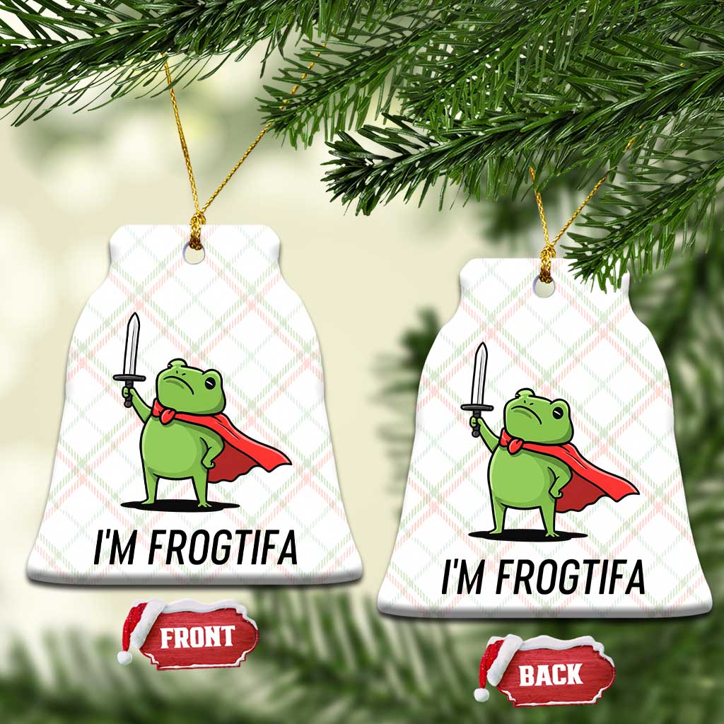 Funny Huzzah Frog Ceramic Ornament Im Frogtifa Knight Resist Protest - Print Your Wear