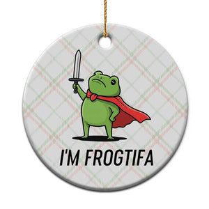 Funny Huzzah Frog Ceramic Ornament Im Frogtifa Knight Resist Protest - Print Your Wear