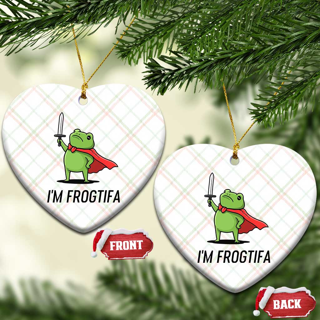 Funny Huzzah Frog Ceramic Ornament Im Frogtifa Knight Resist Protest - Print Your Wear
