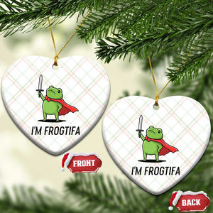 Funny Huzzah Frog Ceramic Ornament Im Frogtifa Knight Resist Protest - Print Your Wear