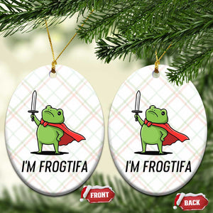 Funny Huzzah Frog Ceramic Ornament Im Frogtifa Knight Resist Protest - Print Your Wear