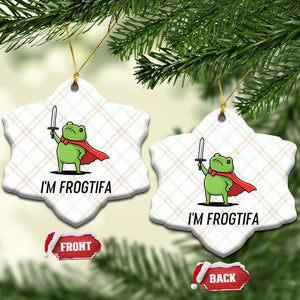 Funny Huzzah Frog Ceramic Ornament Im Frogtifa Knight Resist Protest - Print Your Wear