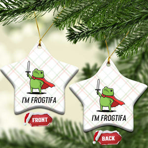 Funny Huzzah Frog Ceramic Ornament Im Frogtifa Knight Resist Protest - Print Your Wear