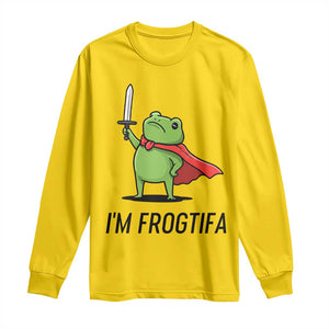 Funny Huzzah Frog Long Sleeve Shirt Im Frogtifa Knight Resist Protest - Print Your Wear