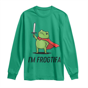 Funny Huzzah Frog Long Sleeve Shirt Im Frogtifa Knight Resist Protest - Print Your Wear