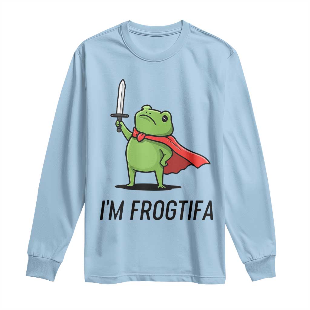 Funny Huzzah Frog Long Sleeve Shirt Im Frogtifa Knight Resist Protest TS02 Light Blue Print Your Wear