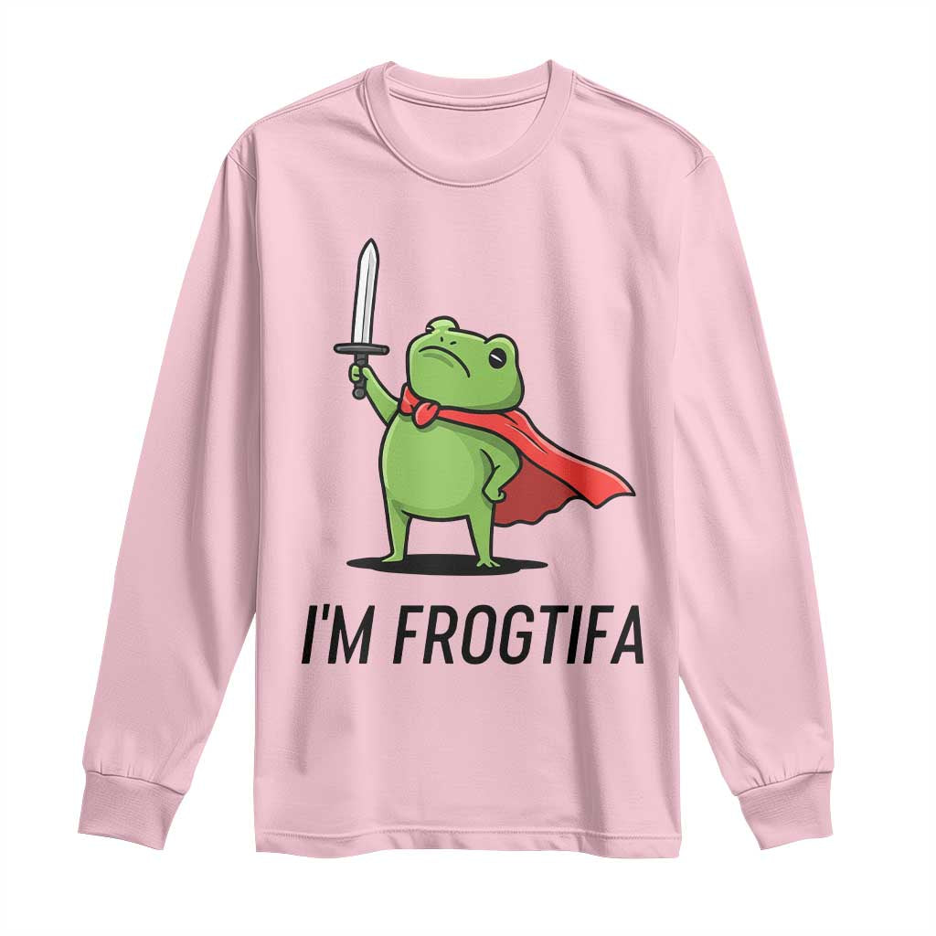 Funny Huzzah Frog Long Sleeve Shirt Im Frogtifa Knight Resist Protest TS02 Light Pink Print Your Wear