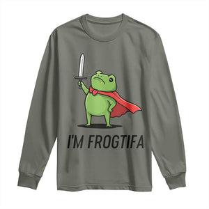 Funny Huzzah Frog Long Sleeve Shirt Im Frogtifa Knight Resist Protest - Print Your Wear