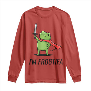 Funny Huzzah Frog Long Sleeve Shirt Im Frogtifa Knight Resist Protest - Print Your Wear