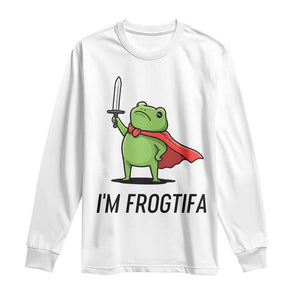 Funny Huzzah Frog Long Sleeve Shirt Im Frogtifa Knight Resist Protest TS02 White Print Your Wear