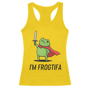 Funny Huzzah Frog Racerback Tank Top Im Frogtifa Knight Resist Protest - Print Your Wear