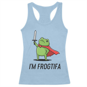 Funny Huzzah Frog Racerback Tank Top Im Frogtifa Knight Resist Protest - Print Your Wear