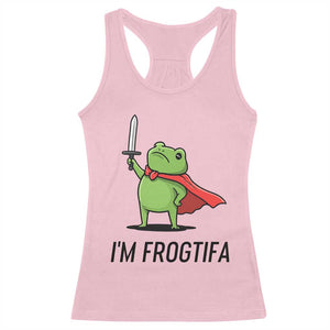 Funny Huzzah Frog Racerback Tank Top Im Frogtifa Knight Resist Protest - Print Your Wear