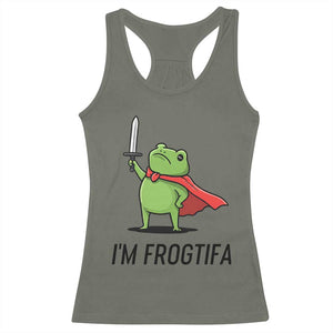 Funny Huzzah Frog Racerback Tank Top Im Frogtifa Knight Resist Protest - Print Your Wear