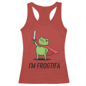 Funny Huzzah Frog Racerback Tank Top Im Frogtifa Knight Resist Protest - Print Your Wear