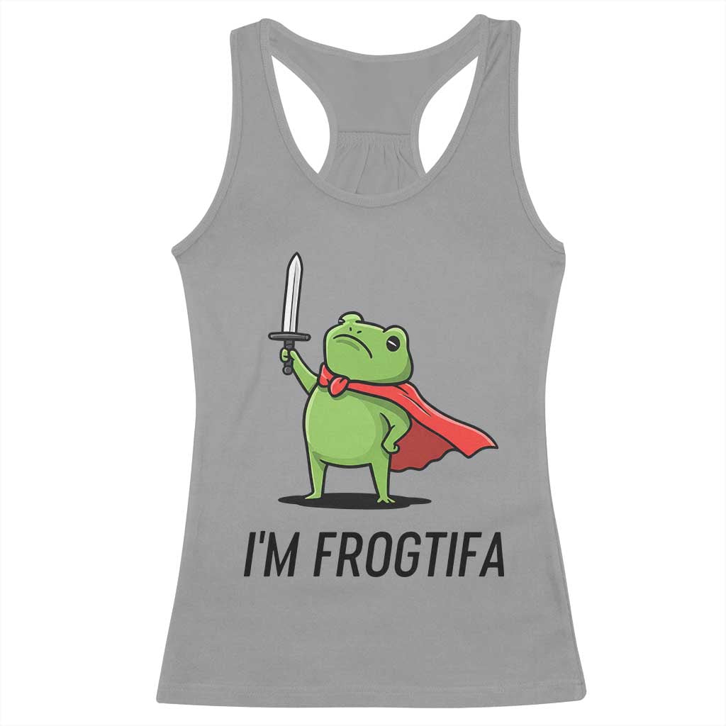 Funny Huzzah Frog Racerback Tank Top Im Frogtifa Knight Resist Protest - Print Your Wear