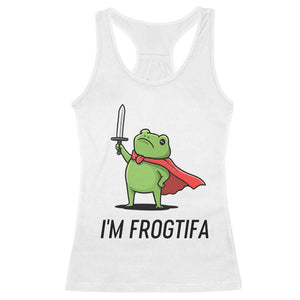 Funny Huzzah Frog Racerback Tank Top Im Frogtifa Knight Resist Protest - Print Your Wear
