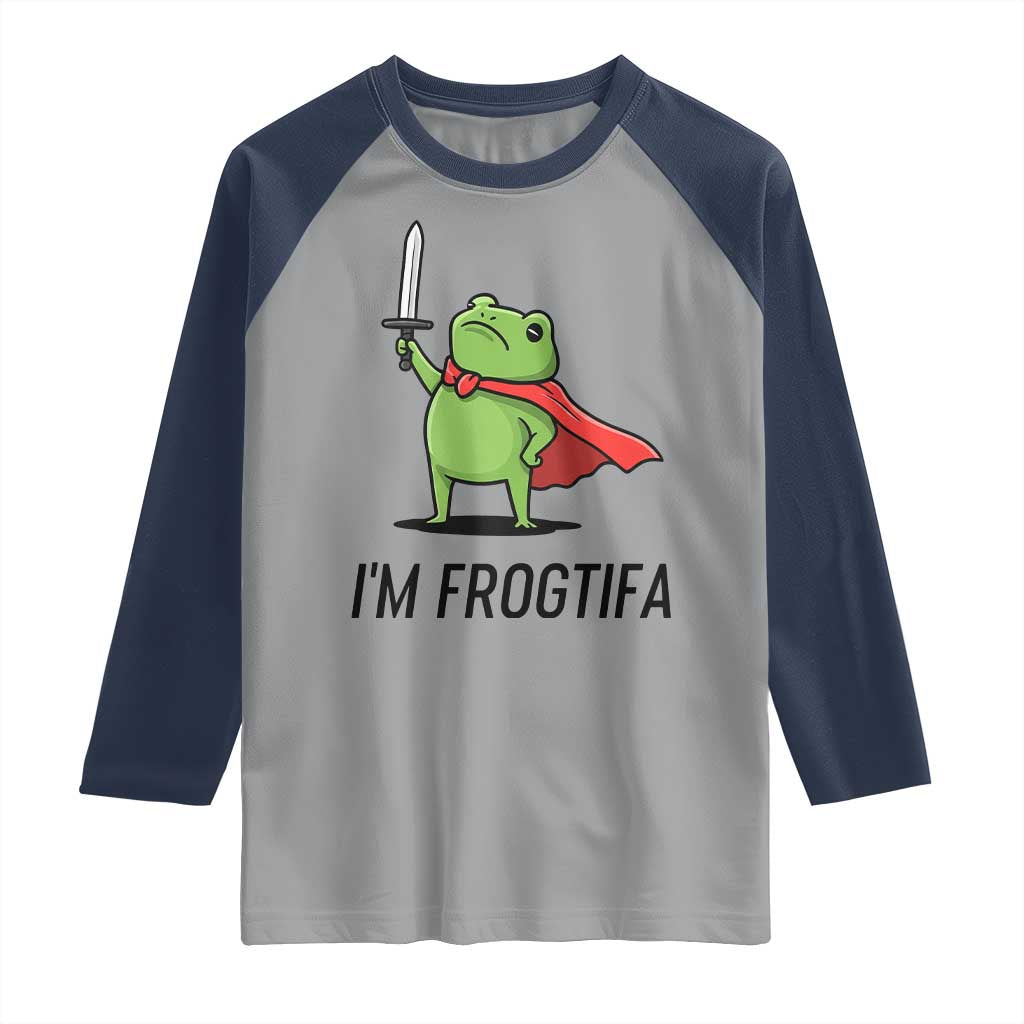 Funny Huzzah Frog Raglan Shirt Im Frogtifa Knight Resist Protest TS02 Sport Gray Navy Print Your Wear