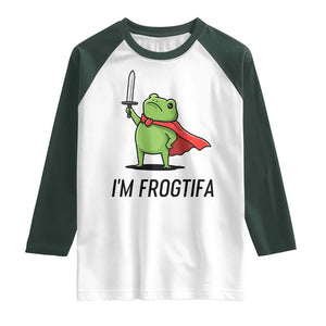 Funny Huzzah Frog Raglan Shirt Im Frogtifa Knight Resist Protest TS02 White Dark Forest Green Print Your Wear