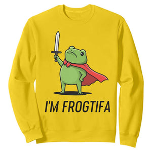 Funny Huzzah Frog Sweatshirt Im Frogtifa Knight Resist Protest - Print Your Wear