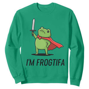 Funny Huzzah Frog Sweatshirt Im Frogtifa Knight Resist Protest - Print Your Wear