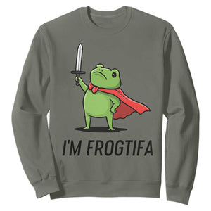 Funny Huzzah Frog Sweatshirt Im Frogtifa Knight Resist Protest - Print Your Wear