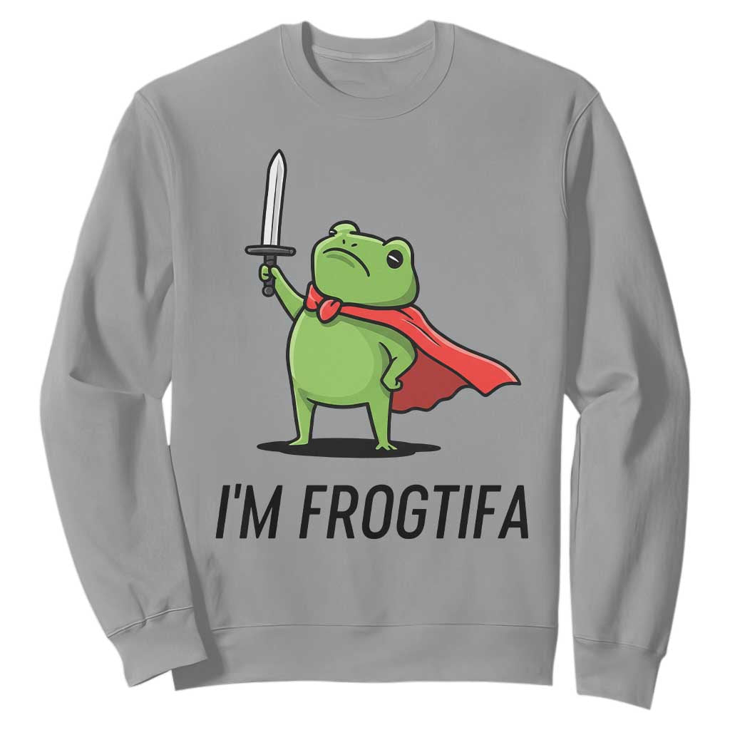 Funny Huzzah Frog Sweatshirt Im Frogtifa Knight Resist Protest TS02 Sport Gray Print Your Wear