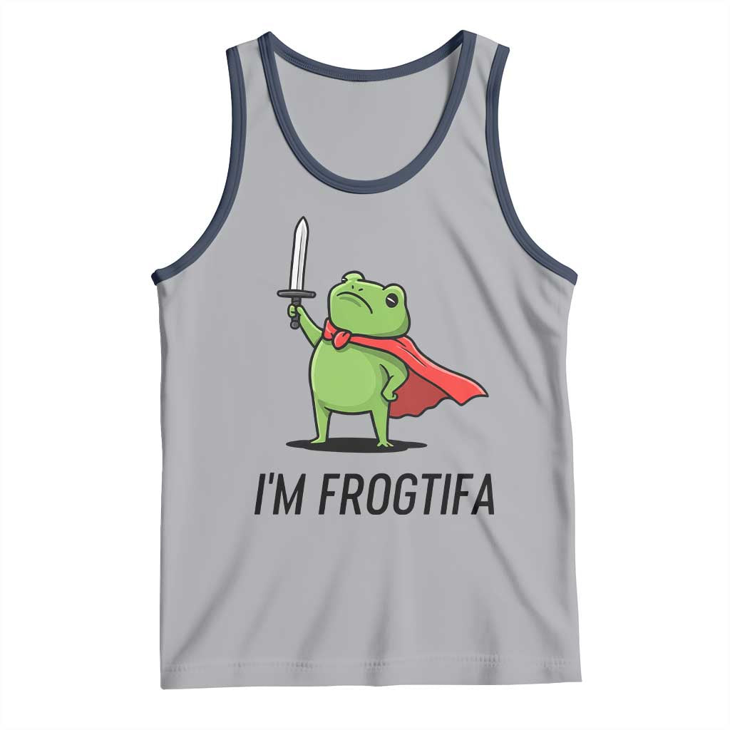 Funny Huzzah Frog Tank Top Im Frogtifa Knight Resist Protest TS02 Athletic Heather Navy Print Your Wear