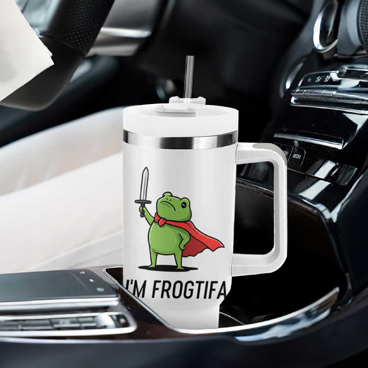 Funny Huzzah Frog Tumbler With Handle Im Frogtifa Knight Resist Protest TS02 Print Your Wear