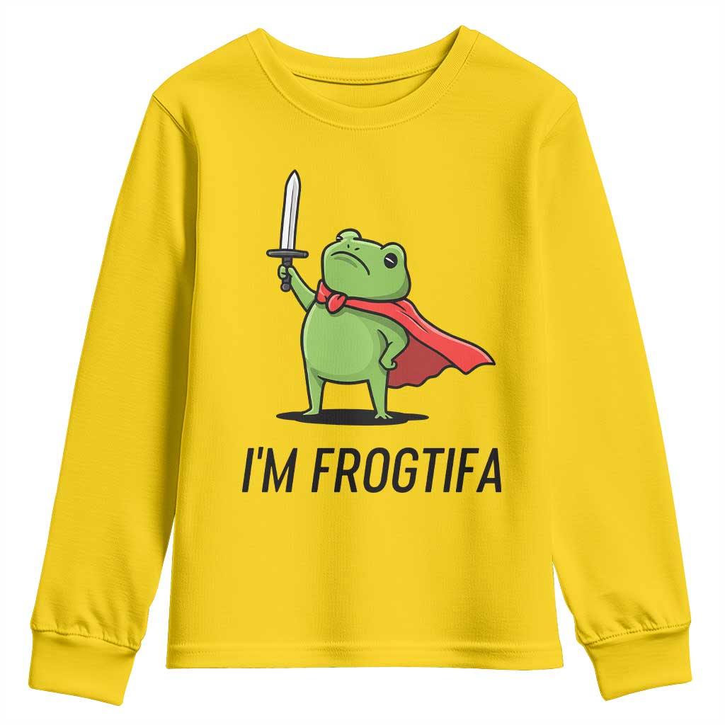 Funny Huzzah Frog Youth Sweatshirt Im Frogtifa Knight Resist Protest TS02 Daisy Print Your Wear