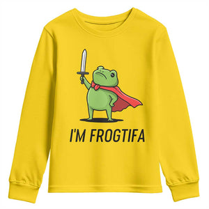 Funny Huzzah Frog Youth Sweatshirt Im Frogtifa Knight Resist Protest - Print Your Wear