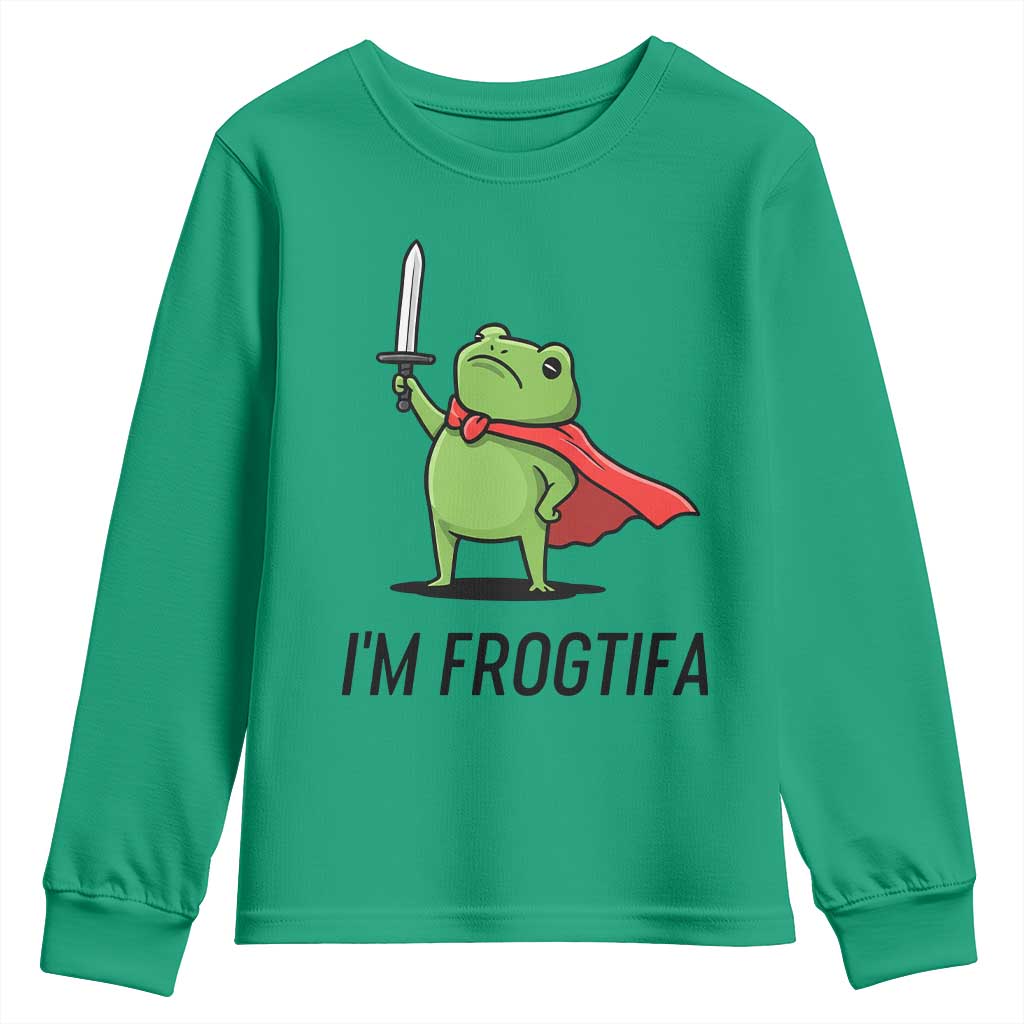 Funny Huzzah Frog Youth Sweatshirt Im Frogtifa Knight Resist Protest TS02 Irish Green Print Your Wear