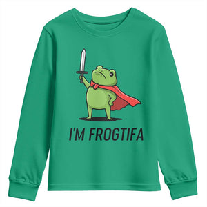 Funny Huzzah Frog Youth Sweatshirt Im Frogtifa Knight Resist Protest - Print Your Wear