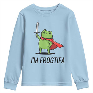 Funny Huzzah Frog Youth Sweatshirt Im Frogtifa Knight Resist Protest TS02 Light Blue Print Your Wear