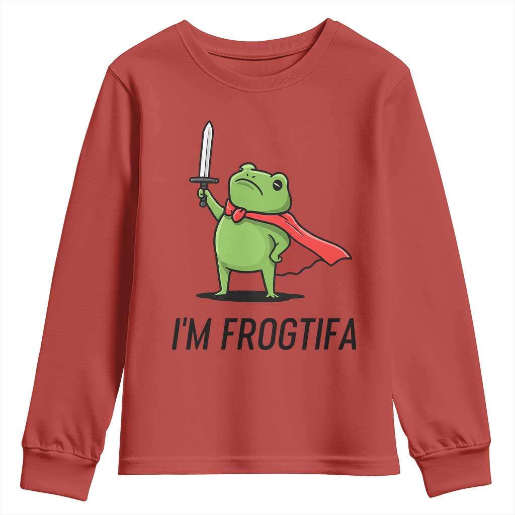 Funny Huzzah Frog Youth Sweatshirt Im Frogtifa Knight Resist Protest TS02 Red Print Your Wear