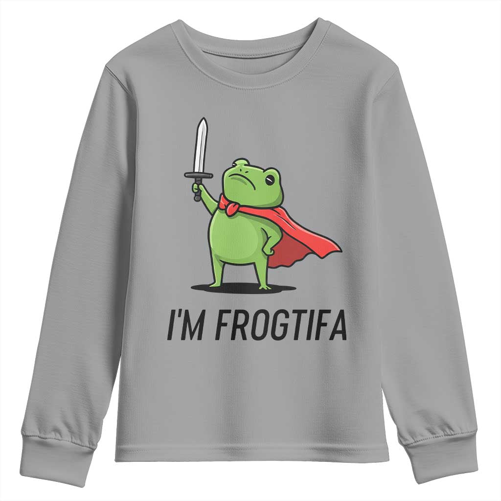 Funny Huzzah Frog Youth Sweatshirt Im Frogtifa Knight Resist Protest TS02 Sport Gray Print Your Wear