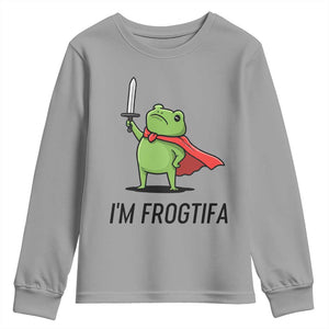 Funny Huzzah Frog Youth Sweatshirt Im Frogtifa Knight Resist Protest - Print Your Wear