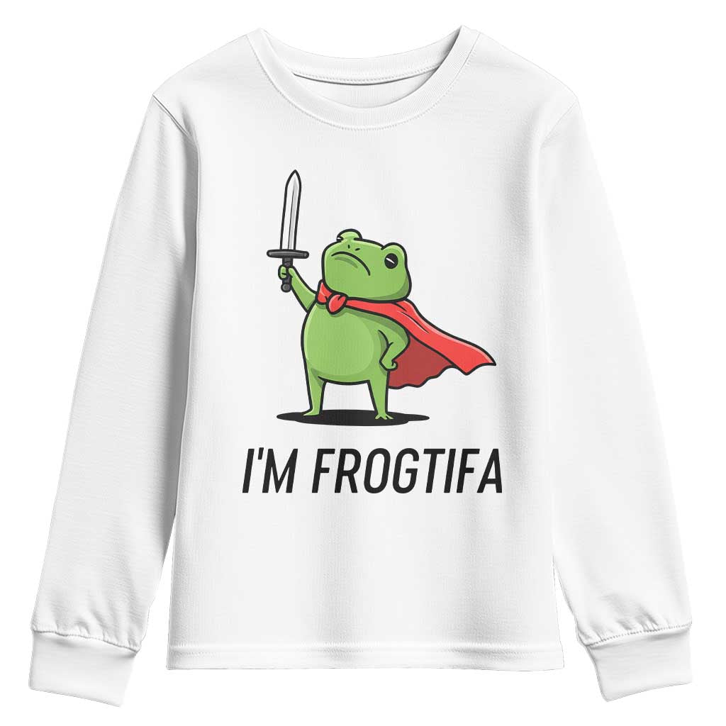 Funny Huzzah Frog Youth Sweatshirt Im Frogtifa Knight Resist Protest TS02 White Print Your Wear