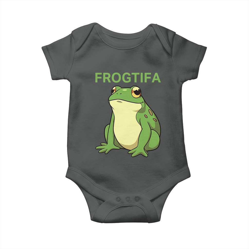 Funny Frogtifa Baby Onesie Resist Frog Protest Against Fascism TS02 Dark Heather Print Your Wear