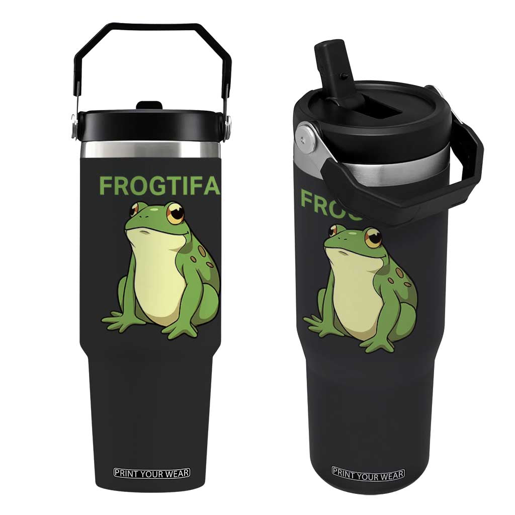 Funny Frogtifa Flip Straw Tumbler Resist Frog Protest Against Fascism TS02 One Size: 30 oz Black Print Your Wear