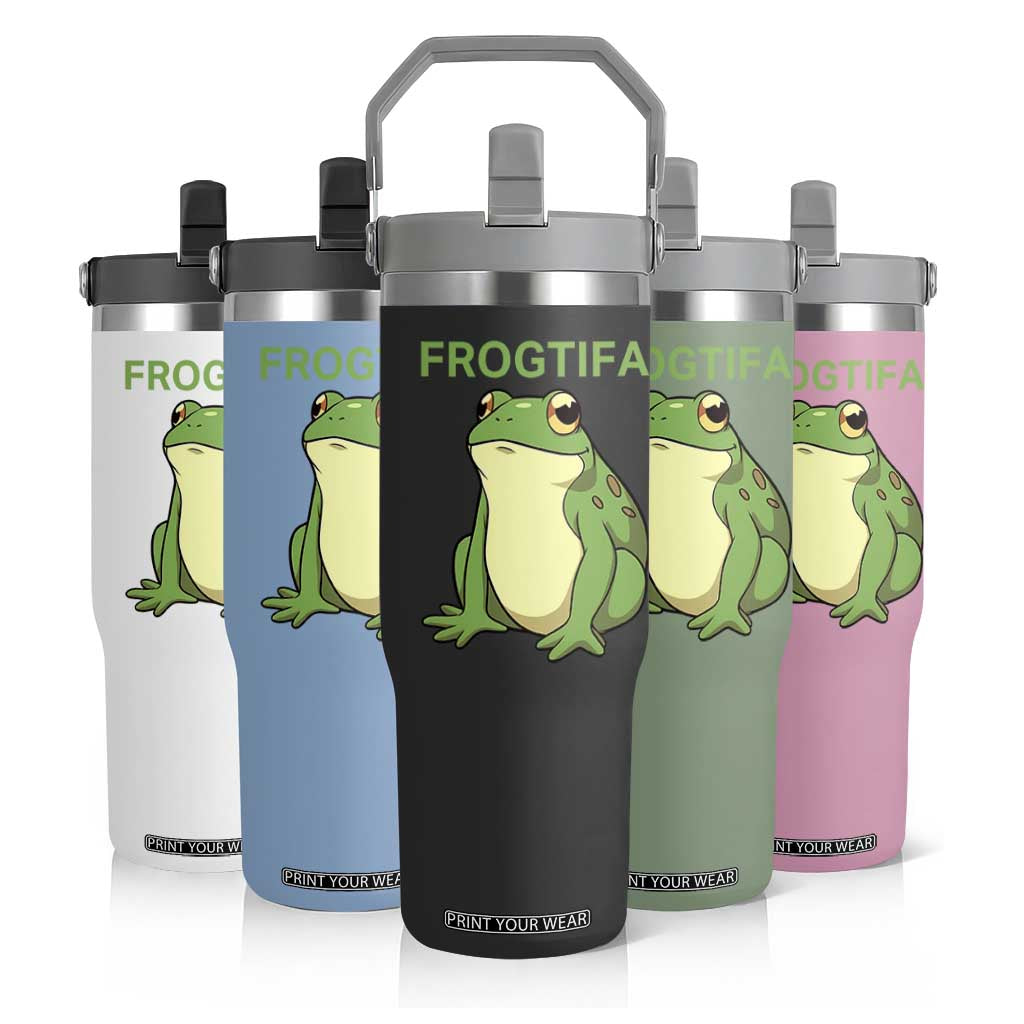 Funny Frogtifa Flip Straw Tumbler Resist Frog Protest Against Fascism TS02 Print Your Wear