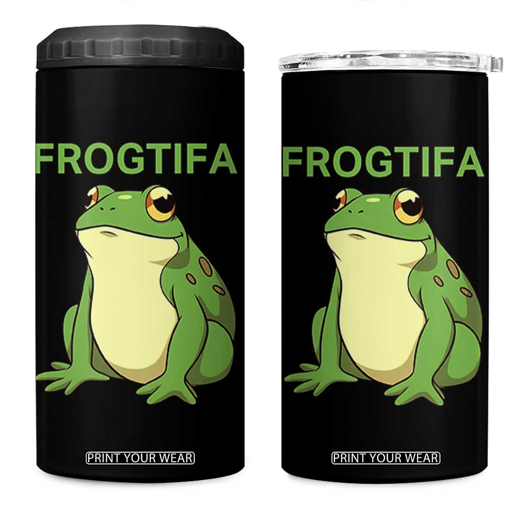 Funny Frogtifa 4 in 1 Can Cooler Tumbler Resist Frog Protest Against Fascism TS02 One Size: 16 oz Black Print Your Wear