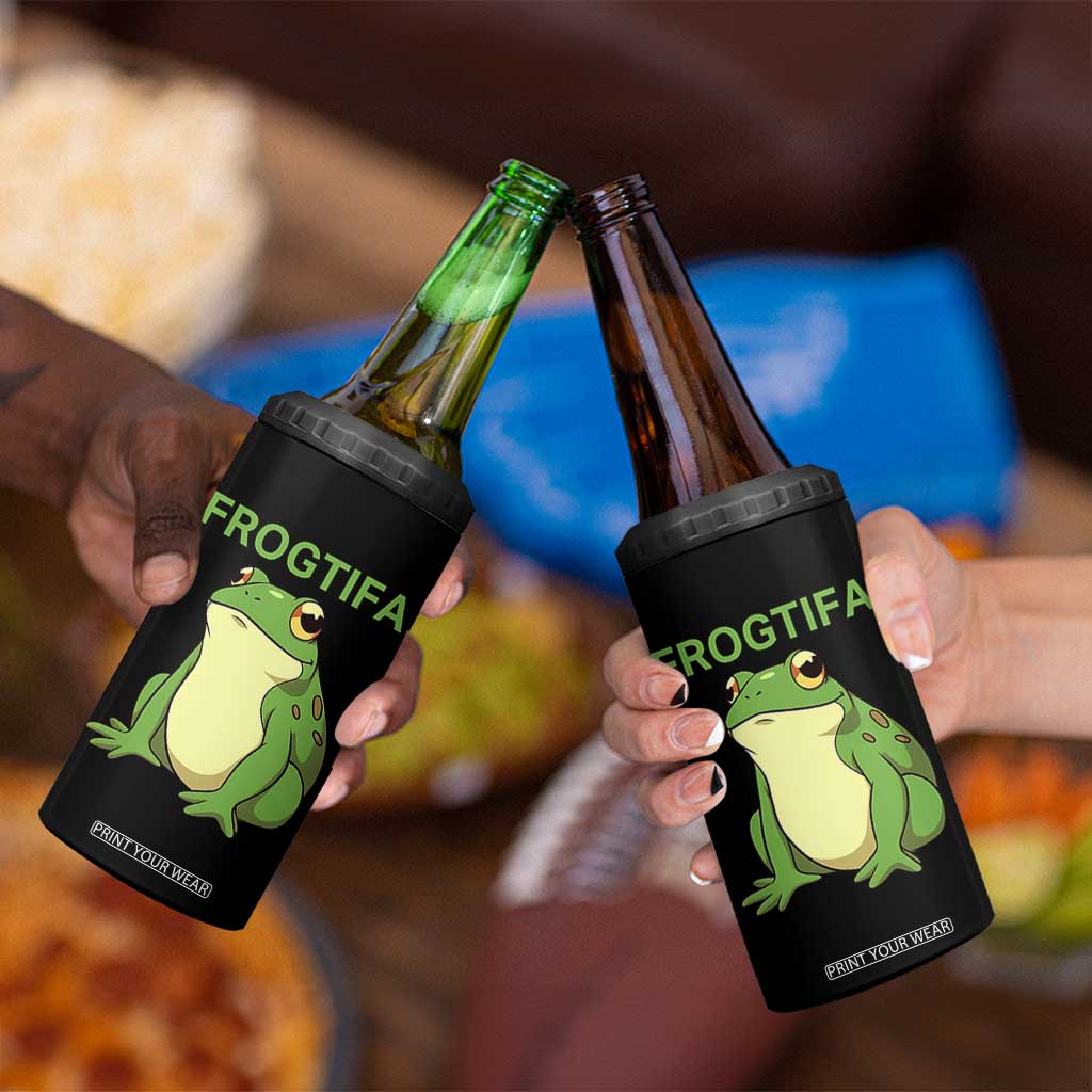 Funny Frogtifa 4 in 1 Can Cooler Tumbler Resist Frog Protest Against Fascism TS02 Print Your Wear
