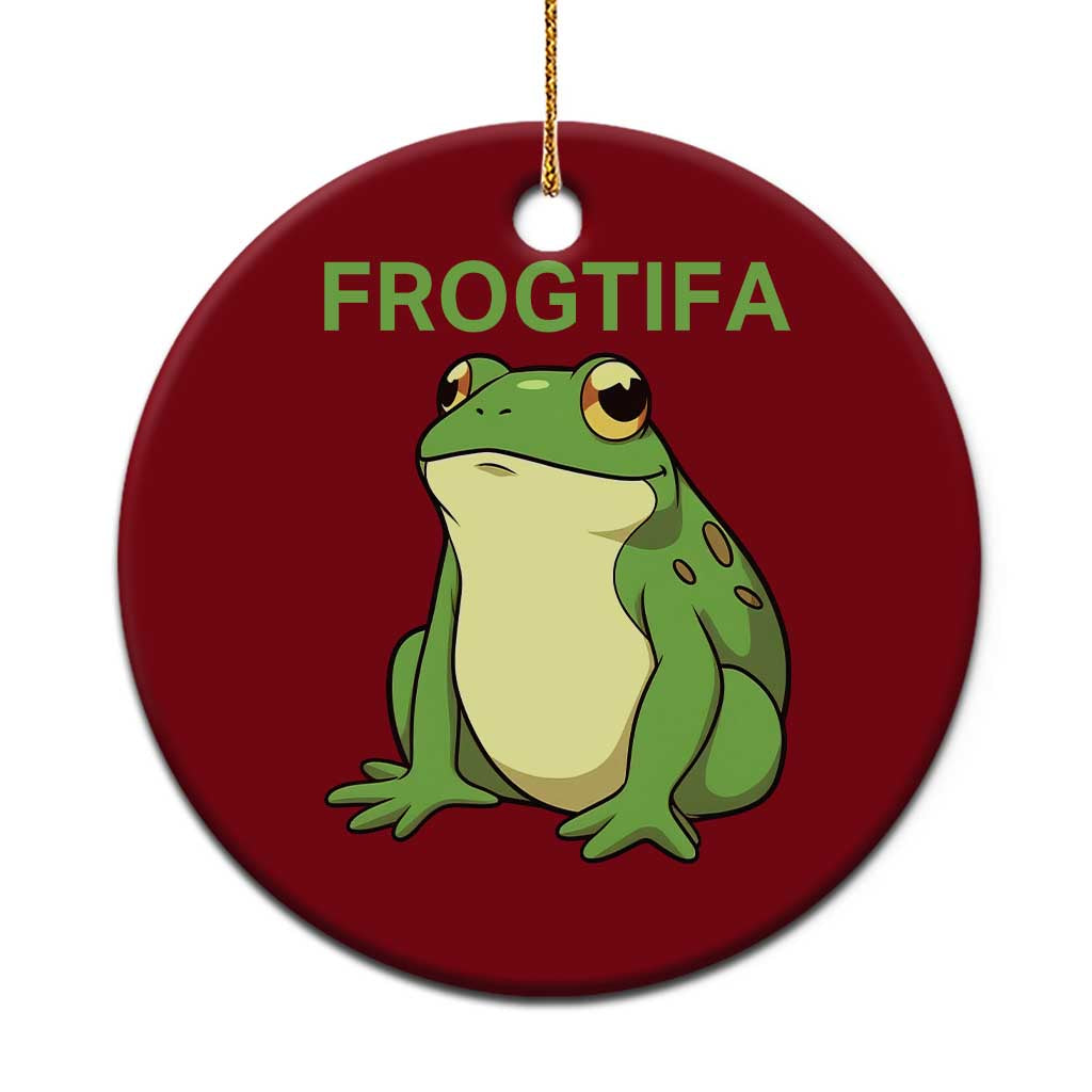 Funny Frogtifa Ceramic Ornament Resist Frog Protest Against Fascism - Print Your Wear