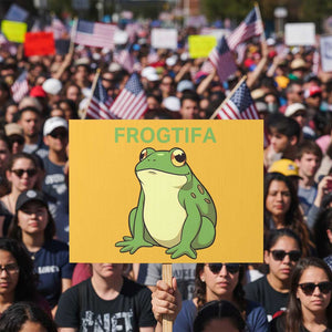 Funny Frogtifa Protest Sign Resist Frog Protest Against Fascism TS02 Horizontal 18" × 24" Yellow Print Your Wear