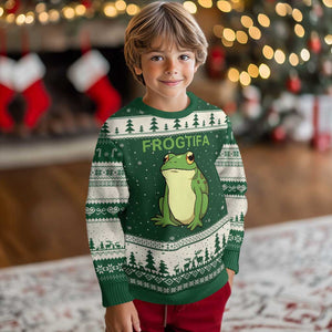 Funny Frogtifa Ugly Christmas Sweater Resist Frog Protest Against Fascism TS02 Forest Green Beige Print Your Wear